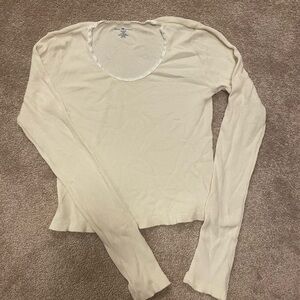 BOGO Brandy Melville Women's Cream Long Sleeve Waffle Top